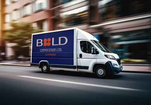 Delivery Truck Mockup With Generative AI