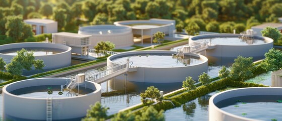 Serene Water Treatment Plant Nestled in Lush Green Surroundings