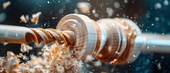Crafting Artistry: Dynamic Woodturning on Lathe in Workshop