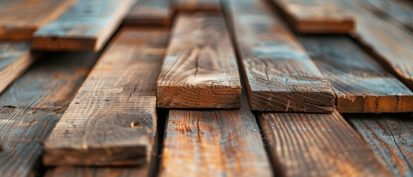 Sun-Drenched Wooden Planks in Natural Drying Process