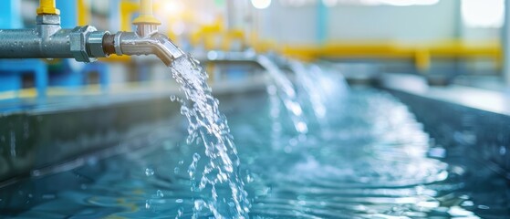 Clean Water Concept: Water Purification Process in Action Showing Filters and Technology in Operation