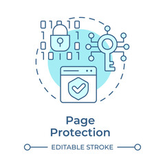 Page protection soft blue concept icon. Network security, access control. Service availability. Round shape line illustration. Abstract idea. Graphic design. Easy to use in infographic, presentation