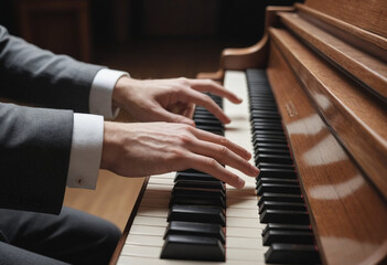 Obraz premium A person playing the piano with passion, their fingers dancing across the keys. 