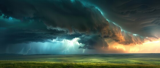 Naklejka premium Scientists Launching a Weather Balloon in the Stormy Skies for Atmospheric Research