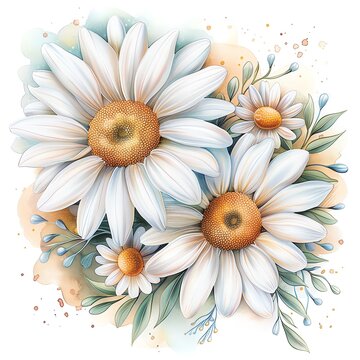 watercolor daisies floral arrangement clip art preview