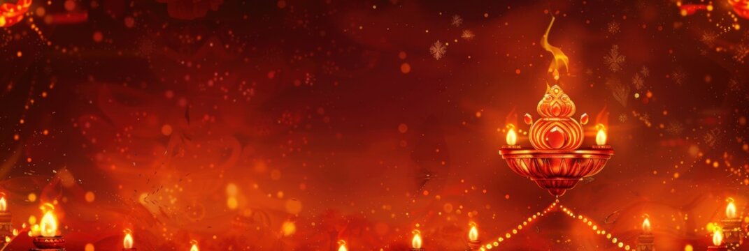 Happy Dussehra festival of India. Horizontal banner. Free space for text. copy space. Vijayadashami, Dasara or Dashain. Hindu festival celebrated in month of Ashvin