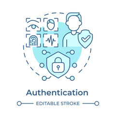 Authentication soft blue concept icon. Identity security, access management. Biometric system. Round shape line illustration. Abstract idea. Graphic design. Easy to use in infographic, presentation