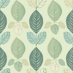 A seamless pattern featuring pastel light green leaves on a soft background. Perfect for nature-inspired designs, wallpapers, and textile prints