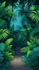 Fototapeta premium dense foliage presents an exploration scene with hidden wildlife