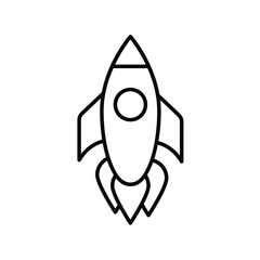 rocket line icon with white background vector stock illustration