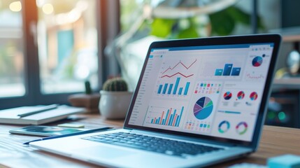 Open laptop displaying an online business meeting.