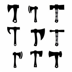 Axe icon, ax symbol, hatchet minimal flat sign, cleaver emblem, woodcutter equipment, tomahawk pictogram