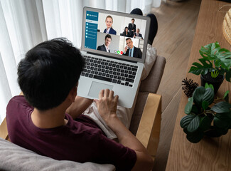 Business people on video conference for modish virtual group meeting of corprate business office...