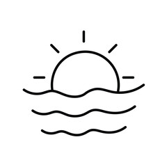 sunrise line icon with white background vector stock illustration