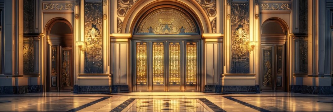 Old Bank Door, Art Deco Enter, Luxury Treasury Door, Ornate Bank Gate, Art Nouveau Architecture