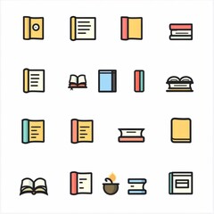 Book icons, flat textbook symbol, education pictogram, minimal bookstore logo, library graphic element
