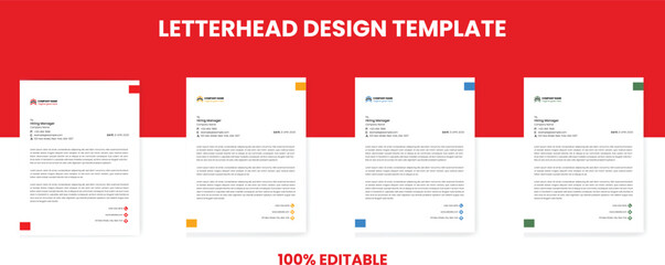 Business Letterhead design template with 4 color variations abstract corporate letterhead