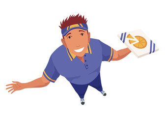 Overhead people looking up. Surprised man character watching, staring, top down view. Cartoon vector illustration