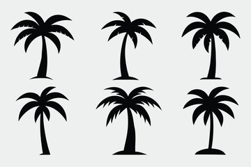Naklejka premium palm tree line art silhouette vector palm, tree, vector, line, art, silhouette, drawing, clipart, icons, illustrations, graphics, outline, design