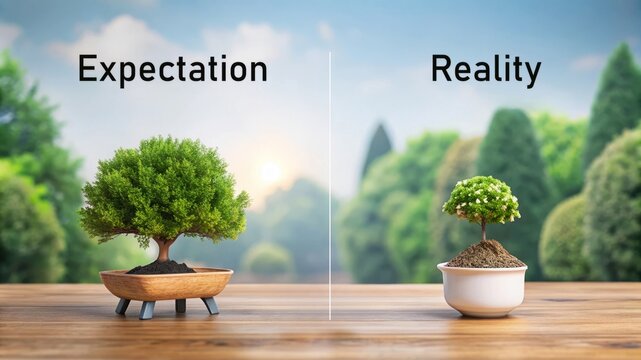 Expectation vs. Reality - Small Tree in Pots.