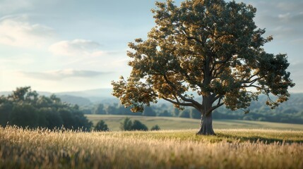 Obraz premium A majestic oak tree faces an uncertain fate as lumberjacks approach.