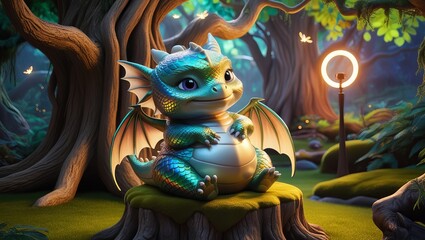 3d rendered baby dragon ai gen