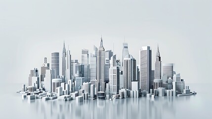 Fototapeta premium Minimalist Cityscape: A Stylized Architectural Model