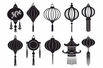 Asian lamp icon, chinese lantern isolated, traditional oriental lantern, light symbol, graffiti spray carnival flashlight