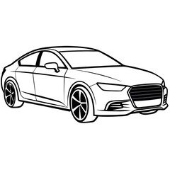 Obraz premium Kids' Sports Car Vector Coloring Page