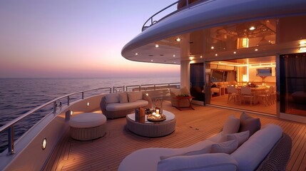 Fototapeta premium Yacht Deck at Sunset