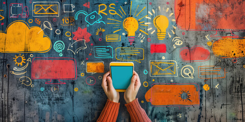 An Illustration of a person interacting with marketing technology