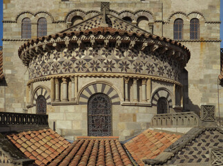 Basilica of Notre Dame du Port. 12th century. UNESCO World Heritage. Detail of the apse. Historic...