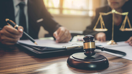 Clients consulting lawyer about house purchase contract, detailed discussion,