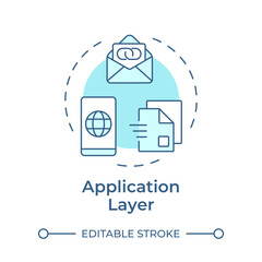 Application layer soft blue concept icon. TCP-IP. Transmission control protocol. User applications. Round shape line illustration. Abstract idea. Graphic design. Easy to use in blog post