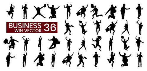 Fototapeta premium Business win vector set of silhouettes of people. Business win vector icon set. silhouettes of people