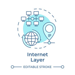 Internet layer soft blue concept icon. TCP-IP. IP address. Internet protocol. Telecommunication. Round shape line illustration. Abstract idea. Graphic design. Easy to use in blog post