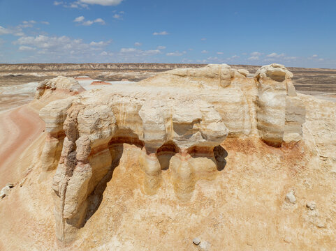 In Kyzylkup tract one can find fossil remains of ancient sharks, hipparions and saber-toothed tigers. Kazakhstan, Mangystau Region.