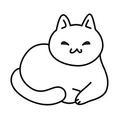 Сute vector cat. Hand drawn vector illustration. Line art.
