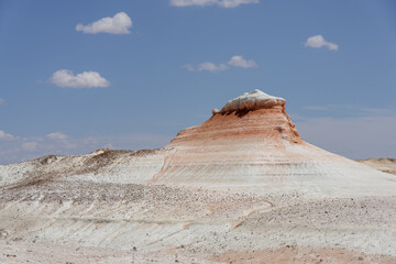 The name Kyzylkup tract can be translated from Kazakh as red sand. Mangystau Region, Kazakhstan.
