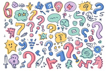 Question mark icon, quiz symbol, interrogation sign, simple rebus silhouette, questions emblem, faq set