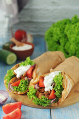 A traditional dish of Greece - gyros	