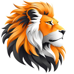 lion head illustration logo design with white isolated background