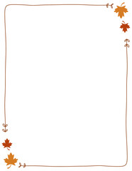 Simple hand-drawn doodle autumn leaves border fall frame