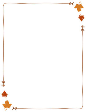recommend clip art: Simple hand-drawn doodle autumn leaves border fall frame
