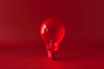 Red light bulb, lamp mockup, lightbulbs banner, minimal light bulbs with copy space, creativity idea