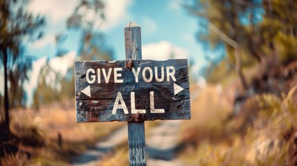 Motivational Wooden Sign in Nature