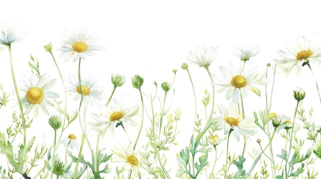 Summertime Background with Beautiful White Daisies and copy-space.