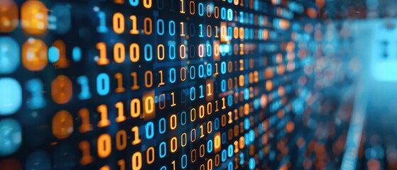 Closeup of binary code on a computer screen