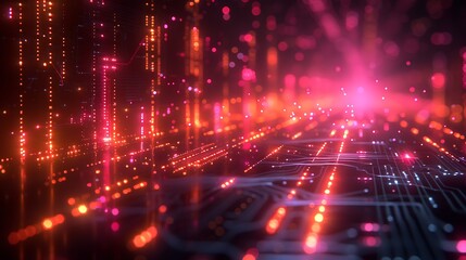 Obraz premium Close-Up of a High-Tech Circuit Board with Glowing Components and Intricate Patterns for Technology Enthusiasts