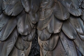 Obraz premium Black Swan Feathers Background, Black Plume Pattern, Wings Feather Texture with Copy Space
